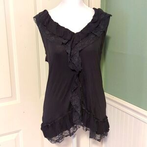 Eyelash Couture Large Black Gray Lace Tank Top